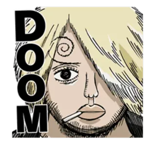 ☠ Sanji One Piece DOOM anime, cigarette, pirate, cook, smoking telegram sticker