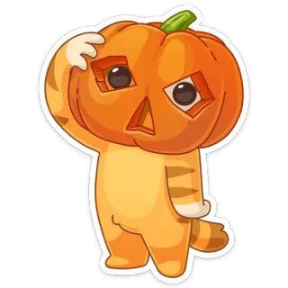 🎃 тыква, кот, милый, хэллоуин, оранжевый, наклейка, мультфильм telegram sticker