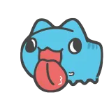 😝 gatto, carino, lingua, animale, adesivo, blu, cartone animato telegram sticker