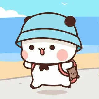 🤔 adesivo, carino, panda, spiaggia, cartone animato, estate, animale telegram sticker
