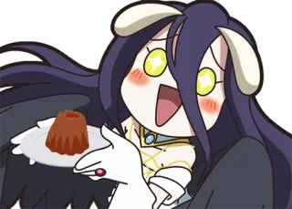☺️ Albedo Overlord anime, chibi, cute, cake, overlord telegram sticker