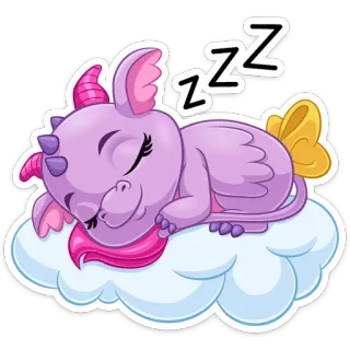 😴 ZZZ dragão, dormindo, desenho animado, fofo, nuvem, fantasia, animal whatsapp sticker
