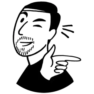 😉 uomo, indicare, illustrazione, cartone animato, barba, faccia, persona telegram sticker