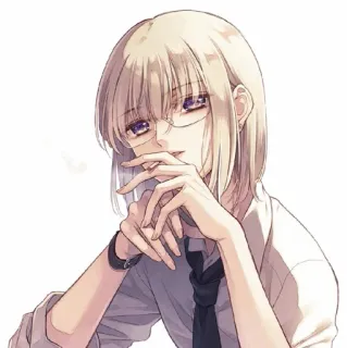 🤔 Anime, Occhiali, Personaggio, Biondo, Cravatta, Ritratto telegram sticker