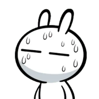 😰 conejo, sudor, nervioso, dibujos animados, blanco, ansioso, lindo telegram sticker