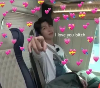 🥰 i love you bitch kpop, amore, offensivo, cuori, sticker, indicare telegram sticker