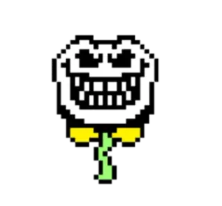 🌻 Flowey Undertale videojuego, flor, malvado, pixel art, miedo whatsapp sticker