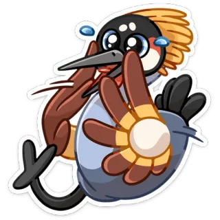 😳 grulla, pájaro, dibujo animado, animal, asustado, expresión telegram sticker