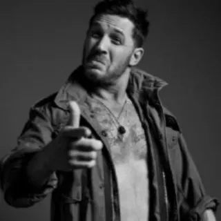 👍 Tom Hardy actor, hombre, retrato, celebridad, señalando telegram sticker