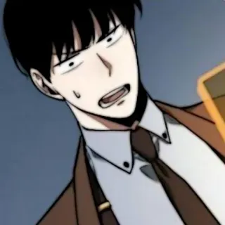 🗯 hombre, traje, expresión, preocupado, impactado, personaje, anime, manga telegram sticker