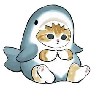 🥺 gato, tiburón, animal, lindo, kawaii, pegatina, dibujo animado whatsapp sticker