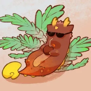 🍂 민달팽이, 선글라스, 음료, 휴식, 만화, 귀여운, 편안한 telegram sticker
