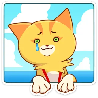 🥲 gato, triste, llorando, dibujo animado, animal, pegatina whatsapp sticker