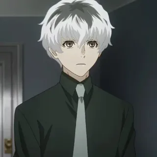 ☁️ Ken Kaneki Tokyo Ghoul Anime, Ghoul, Ken Kaneki, Wit haar, Serieus, Personage, Manga telegram sticker