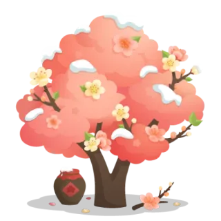 ☃️ cherry blossom tree, spring, snow, flower, nature, plant telegram sticker
