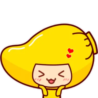 😆 Манго, Милый, Каваий, Эмодзи, Счастливый, Фрукт telegram sticker