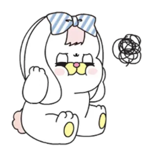 😞 kelinci, imut, kawaii, stiker, kartun, binatang telegram sticker