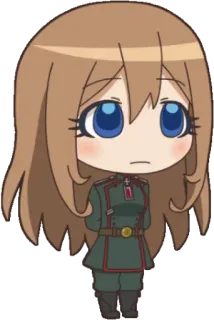 😒 Anime, Uniforme militar, Chibi, Personaje, Chica, Soldado, Militaria telegram sticker