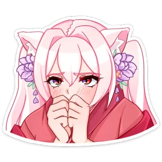 ☺ Gái anime, Kawaii, Dễ thương, Đỏ mặt, Xấu hổ, Tóc hồng, Anime, Manga, Nghệ thuật số telegram sticker