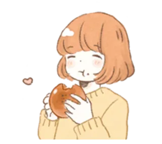 😚 słodki, jedzenie, pączek, kawaii, dziewczyna, kreskówka, przekąska, jedzenie telegram sticker