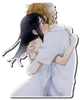 ❤ anime, couple, hug, romance, cartoon, illustration whatsapp sticker