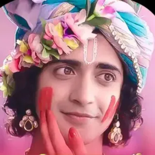 🙊 Krishna Krishna, Hinduism, deity, Indian culture, religious figure, festival, Holi telegram sticker