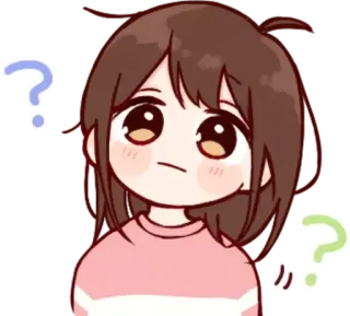 ❓ คำถาม, สับสน, อนิเมะ, การ์ตูน, สงสัย, คิด, ผู้หญิง, ตัวละคร telegram sticker