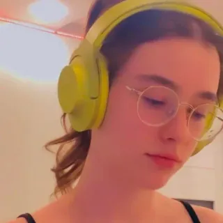 ➰ girl, woman, headphones, glasses, portrait telegram sticker