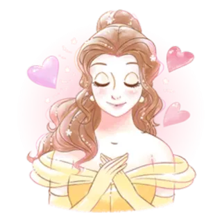 😍 Belle Beauty and the Beast เจ้าหญิง, ดิสนีย์, เบลล์, โฉมงามกับเจ้าชายอสูร, การ์ตูน, หัวใจ, ความรัก telegram sticker