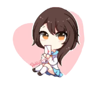 ❤️ Chibi, Anime, Mädchen, Kawaii, Süß, Herz, Buchstabe whatsapp sticker