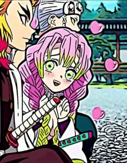 ❤️ Mitsuri Kanroji Demon Slayer Anime, Demon Slayer, Mitsuri Kanroji, Pilar Cinta, Hati, Lucu telegram sticker