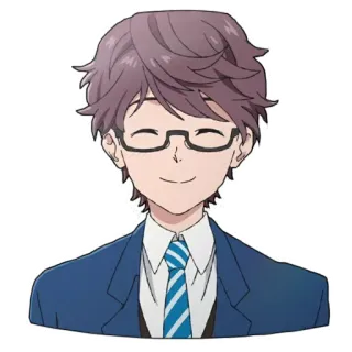 ☺️ anime, character, man, glasses, cartoon telegram sticker