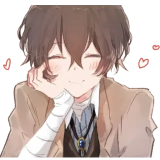 ☺️ Anime, Junge, Lächeln, braunes Haar, kawaii telegram sticker