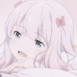🧚‍♀ Anime, Mädchen, süß, Charakter, rosa, weißes Haar, blaue Augen whatsapp sticker