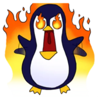 😡 пингвин, огонь, злой, мультфильм, пламя, ярость, нагретый telegram sticker