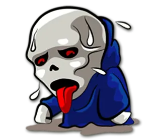 😫 dibujos animados, sudando, agotado, esqueleto telegram sticker