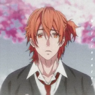 🏮 anime, character, portrait, orange hair, art, male telegram sticker