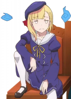 😑 anime, girl, beret, dress telegram sticker