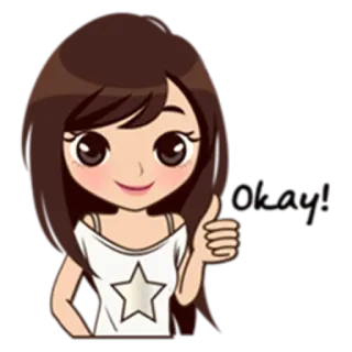 👍 okay! ok, garota, fofo, aprovação, joinha telegram sticker