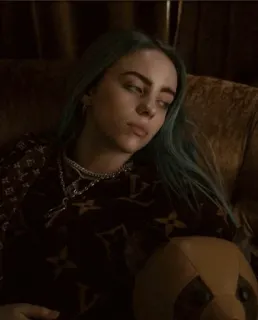 🖤 Billie Eilish Billie Eilish, cantante, música, celebridad, estrella pop, retrato, pelo azul telegram sticker