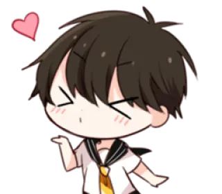 😘 anime, boy, love, heart, kawaii, cute, kiss whatsapp sticker
