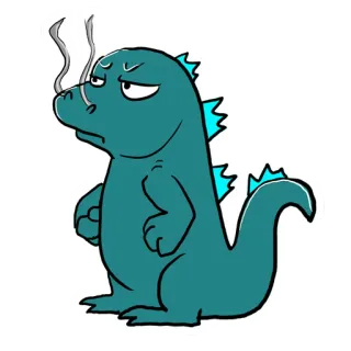 😒 Godzilla ก็อตซิลล่า, สัตว์ประหลาด, การ์ตูน, สัตว์เลื้อยคลาน, ไดโนเสาร์ telegram sticker