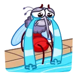 😭 komar, smutny, kreskówka, owad, siedzący telegram sticker
