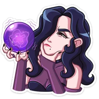 🔮 penyihir, bola kristal, magi, wanita, kartun, stiker telegram sticker