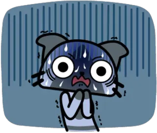 😨 초조, 불안, 걱정, 고양이, 만화, 땀 telegram sticker