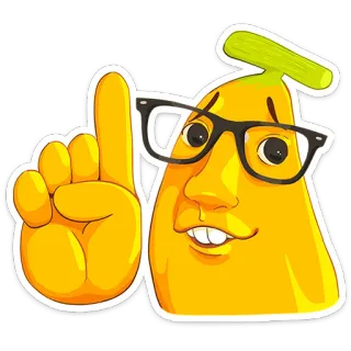 🍌 banan, kreskówka, owoc, postać, okulary, nerd, śmieszne, palec whatsapp sticker