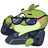 😎 กบ, แว่นกันแดด, เท่, ตัวการ์ตูน, สีเขียว, การ์ตูน telegram sticker