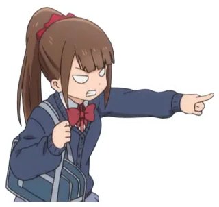 😡 Anime, Scolara, Indicare, Arrabbiato, Cartone animato, Ragazza telegram sticker