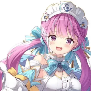 🔮 gadis anime, imut, rambut merah muda, maid, karakter anime, seni digital telegram sticker
