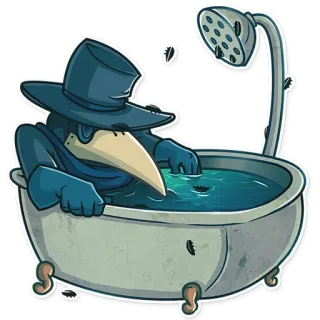 🛁 medico della peste, bagno, relax, storico, epidemia, medico, divertente, cartone animato whatsapp sticker